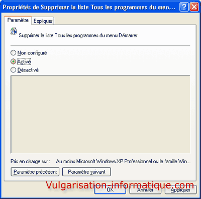 supprimer la liste tous les programmes du menu démarrer