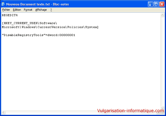 Registre - notepad