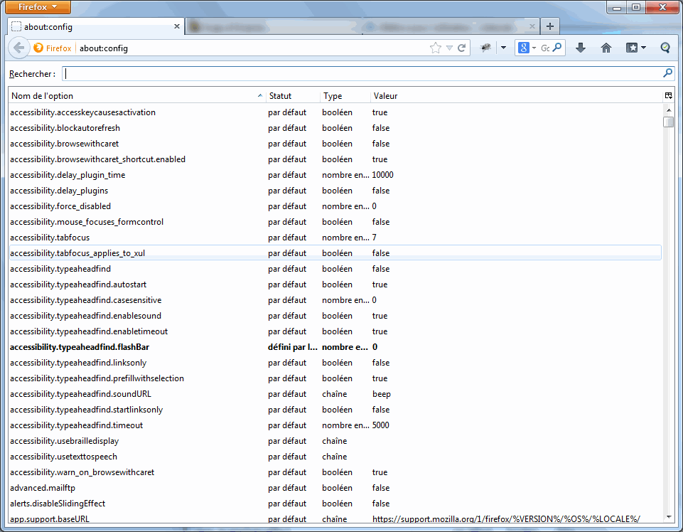 Configuration de firefox