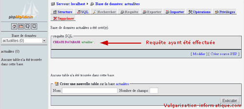 Création d'une base de données avec PHPMyAdmin