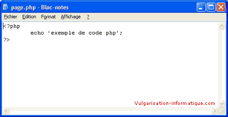 Du code PHP avec le bloc-notes