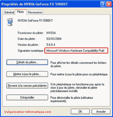 Version d'un driver