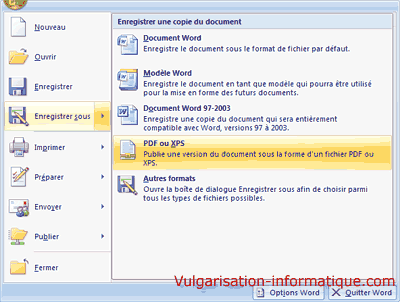 enregistrer - word 2007