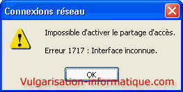 erreur 1722 : interface inconnue