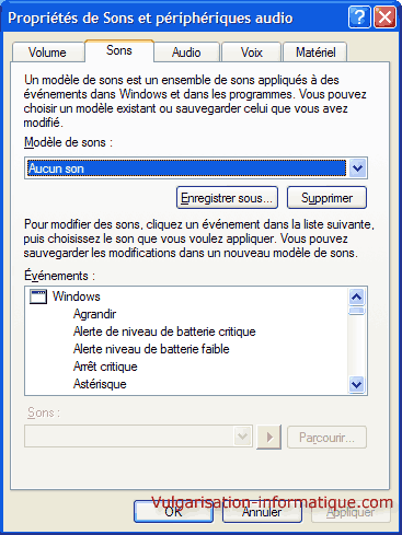 aucun son windows