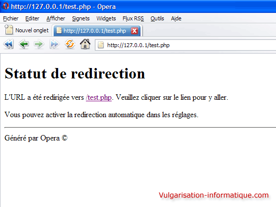 redirection par Opéra