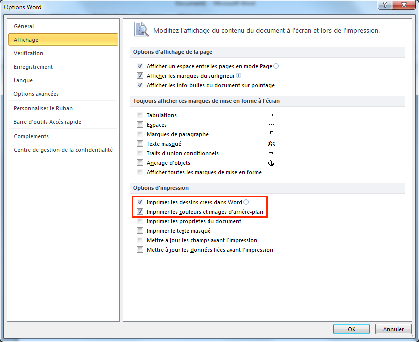 Word Nimprime Pas Les Images Ou Couleurs