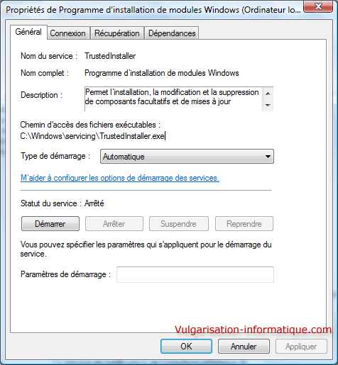 Programme d'installation de modules windows