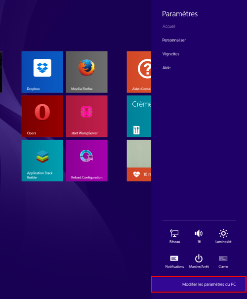 Modifier les paramètres du PC