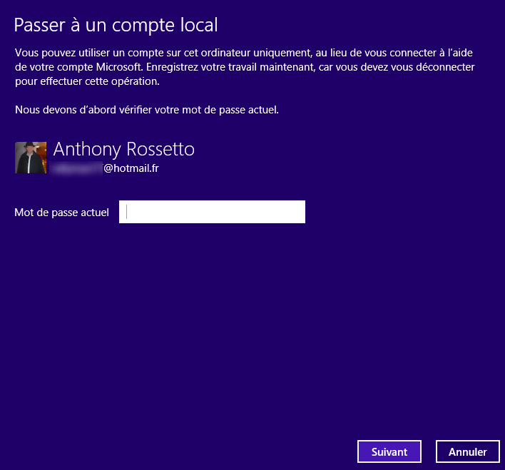 Mot de passe du compte Microsoft