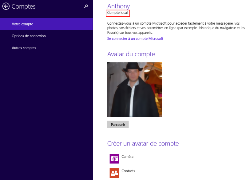 Compte local Windows 8.1