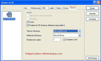 Vitesse pour graver le CD