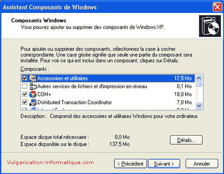 Composants de Windows