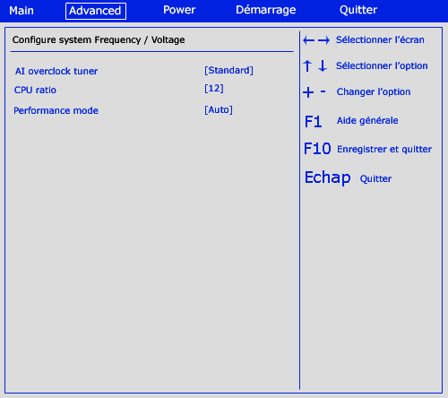 BIOS - overclocking du processeur