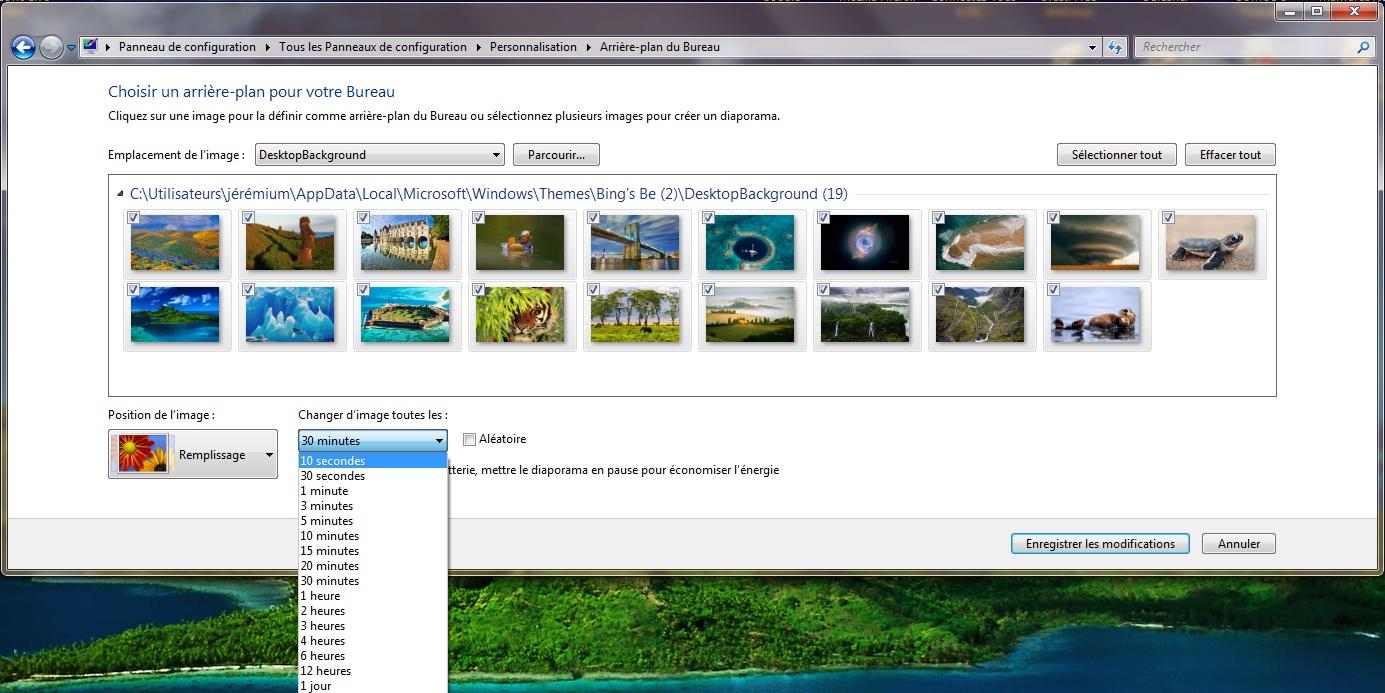 Windows 7 : Changer le Fond d'écran / mettre un diaporama.