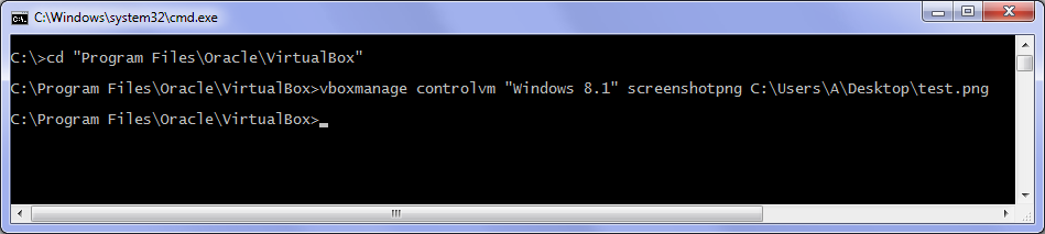 Commande pour créer une capture d'écran d'une machine virtuelle VirtualBox
