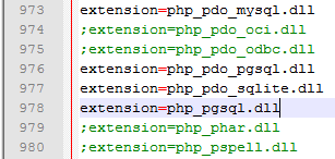 Extension php_pg_sql
